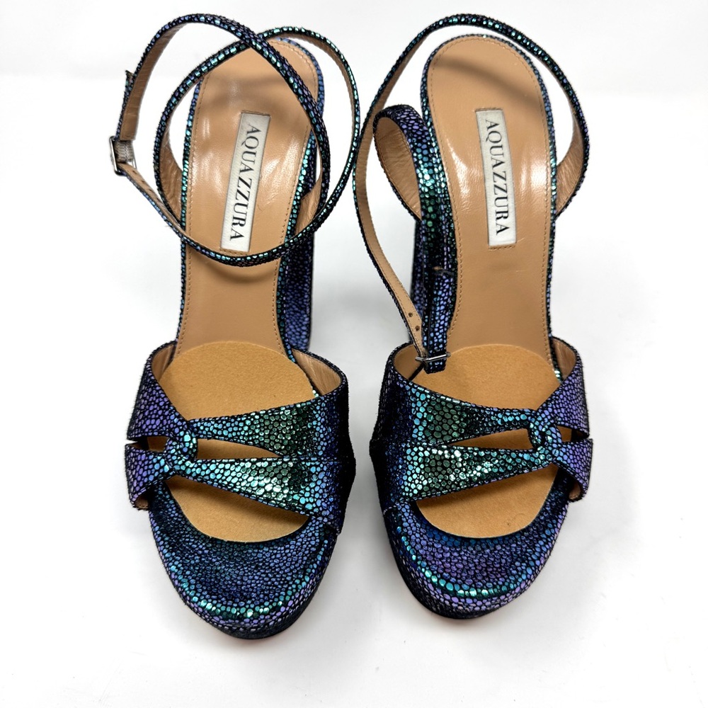 AQUAZZURA Sinner Ombre Platform Ankle-strap Sandals In Petroleum - Picture 6 of 16